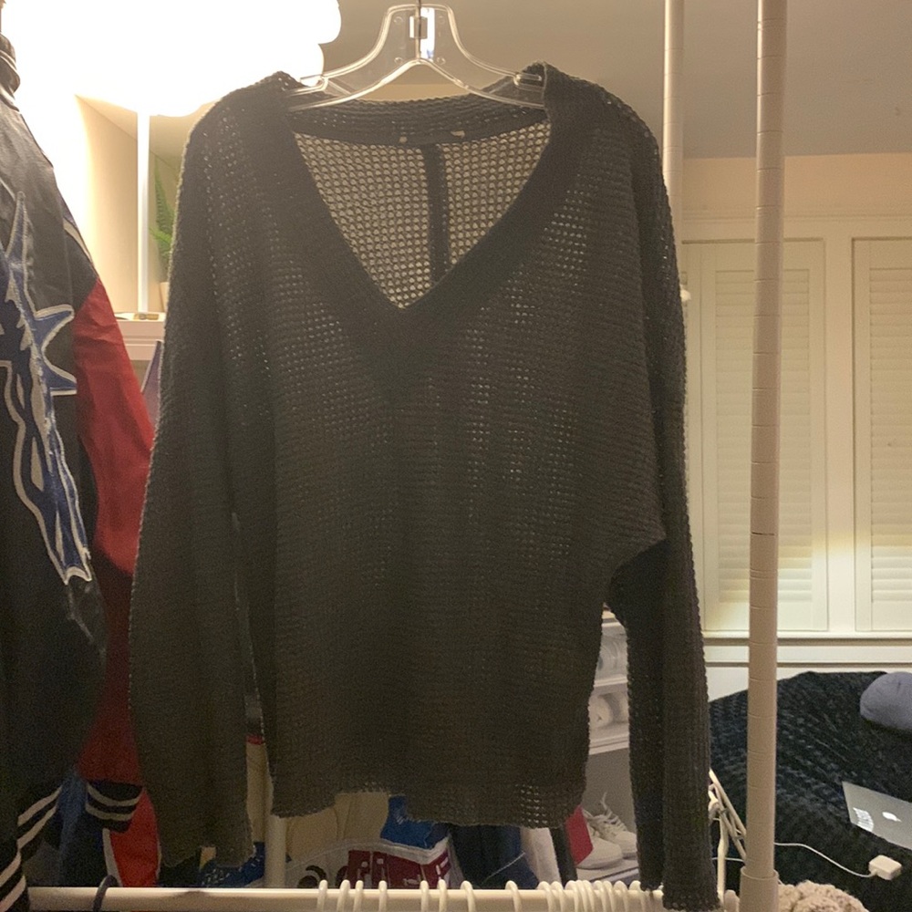 gray waffle knit sweater from boutique